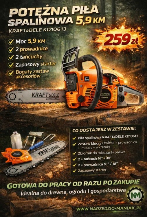 Piła spalinowa, piła łańcuchowa, mocna piła spalinowa